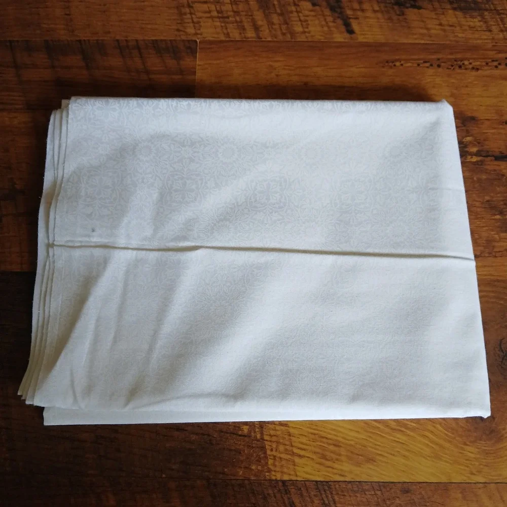 Vintage Flowers And Vines White on White Unbranded Cotton 1.5 Yards Orig Receipt